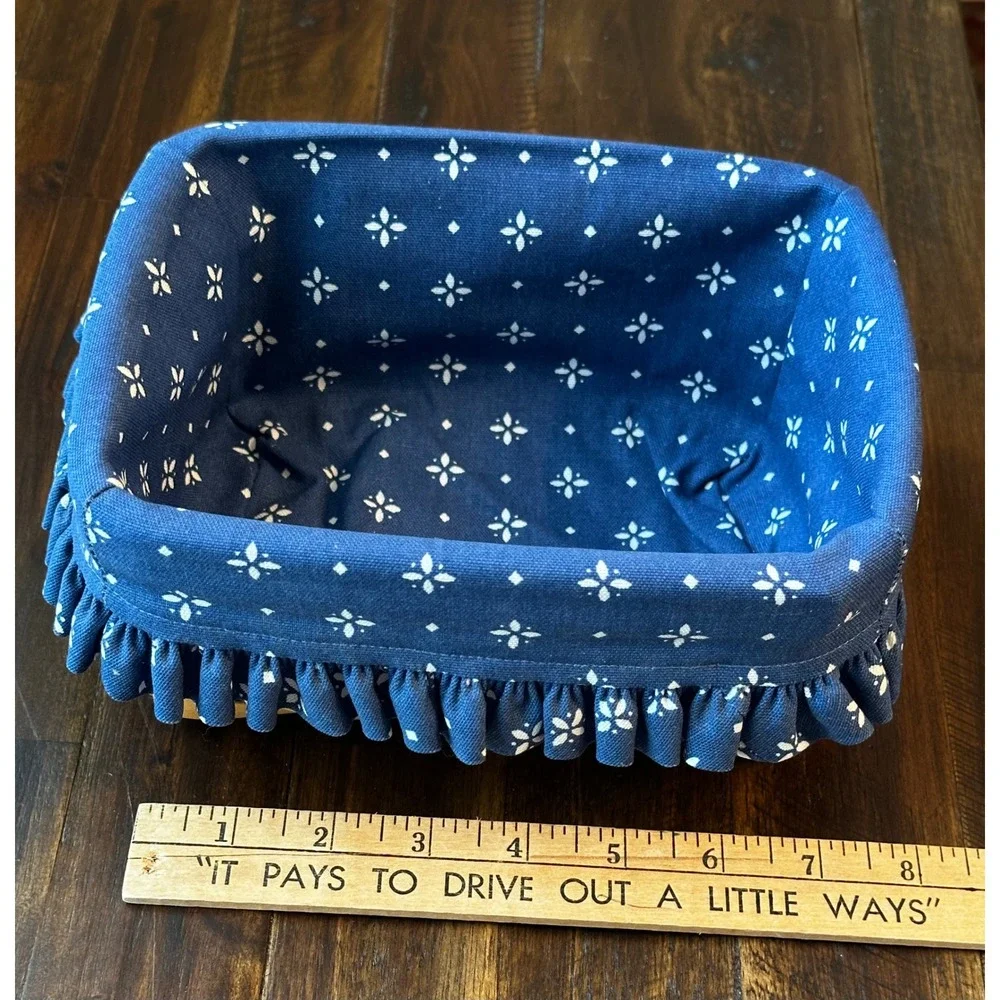 Longaberger‎ Classic Address Basket 18546 Blue Floral Liner Handwoven Wood 1998